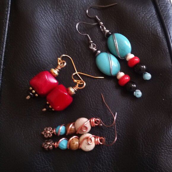 3 Pairs of Handmade Earrings! Hostess Gifts ~ Gift Exchange ~ Winter Birthdays - Picture 2 of 14